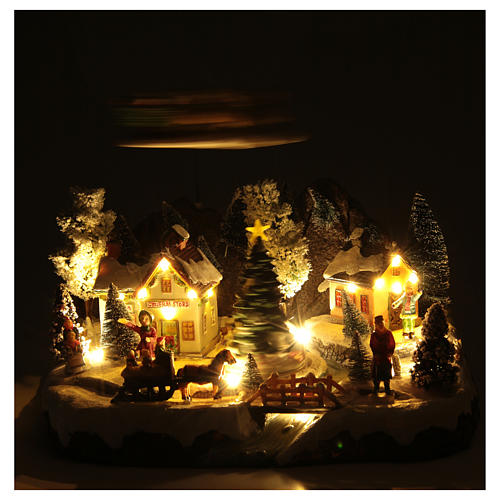 Winter village with Father Christmas's sleigh 30x25x25 cm 5