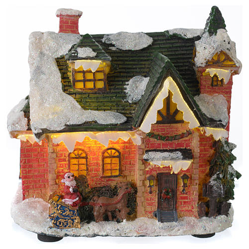 Weihnachtsszene Haus mit Schnee 15x10x15cm 1
