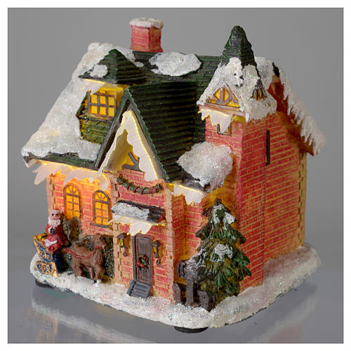 Weihnachtsszene Haus mit Schnee 15x10x15cm 3