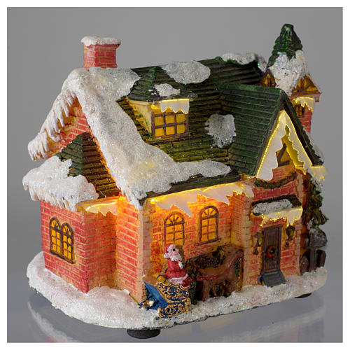 Weihnachtsszene Haus mit Schnee 15x10x15cm 4