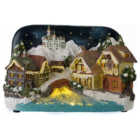 Winter landscape with castle and river 30x20x20 cm