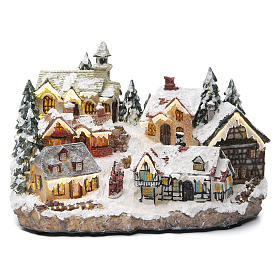 Winter village with church 30x20x20 cm