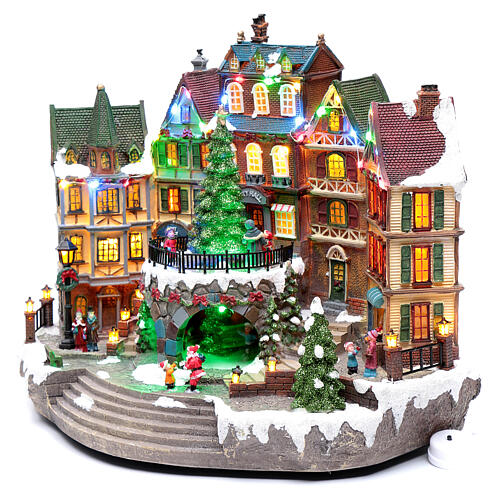 Cenário natalino em miniatura com movimento, luzes e música, 29x40x24 cm 2