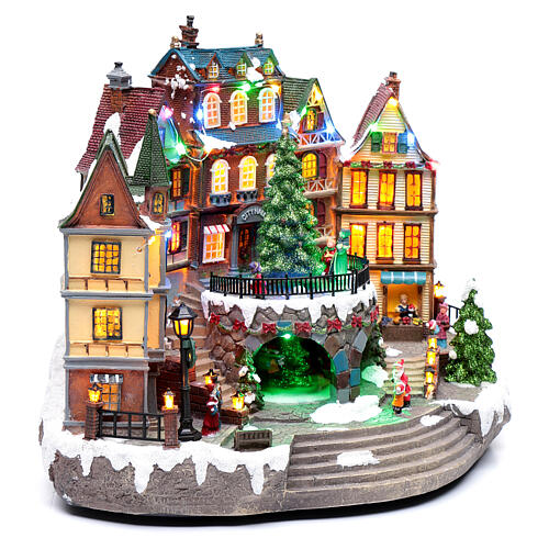 Cenário natalino em miniatura com movimento, luzes e música, 29x40x24 cm 3