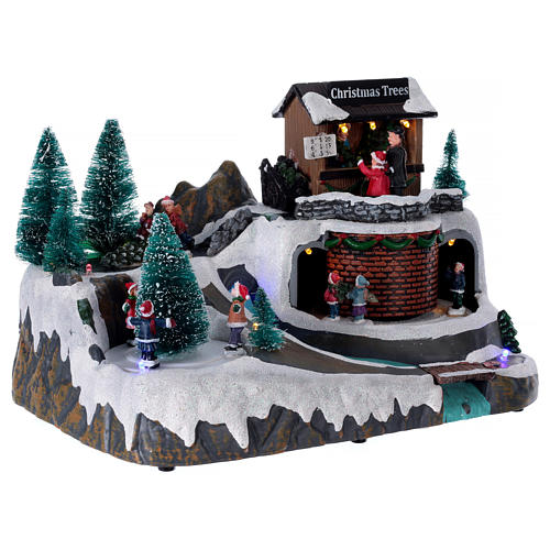 Winterszene mit kleinem Fluss und Musik 20x25x20cm 4