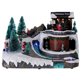 Villages de Noël miniatures: Noël illuminé avec musique et mouvement 20x25x20 cm