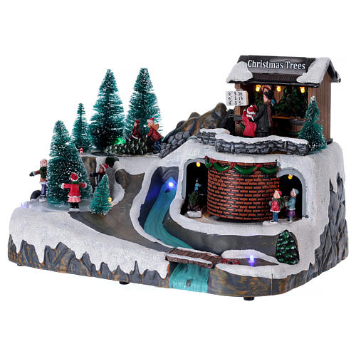Villaggio Natale illuminato con musica e movimento 20x25x20 cm 3