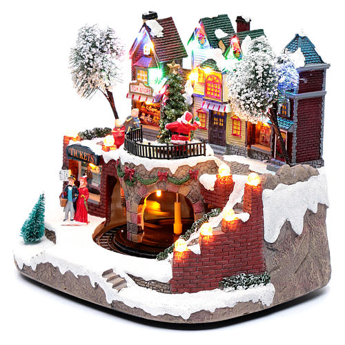 Villaggio natalizio con trenino in movimento 25x25x20 cm 2