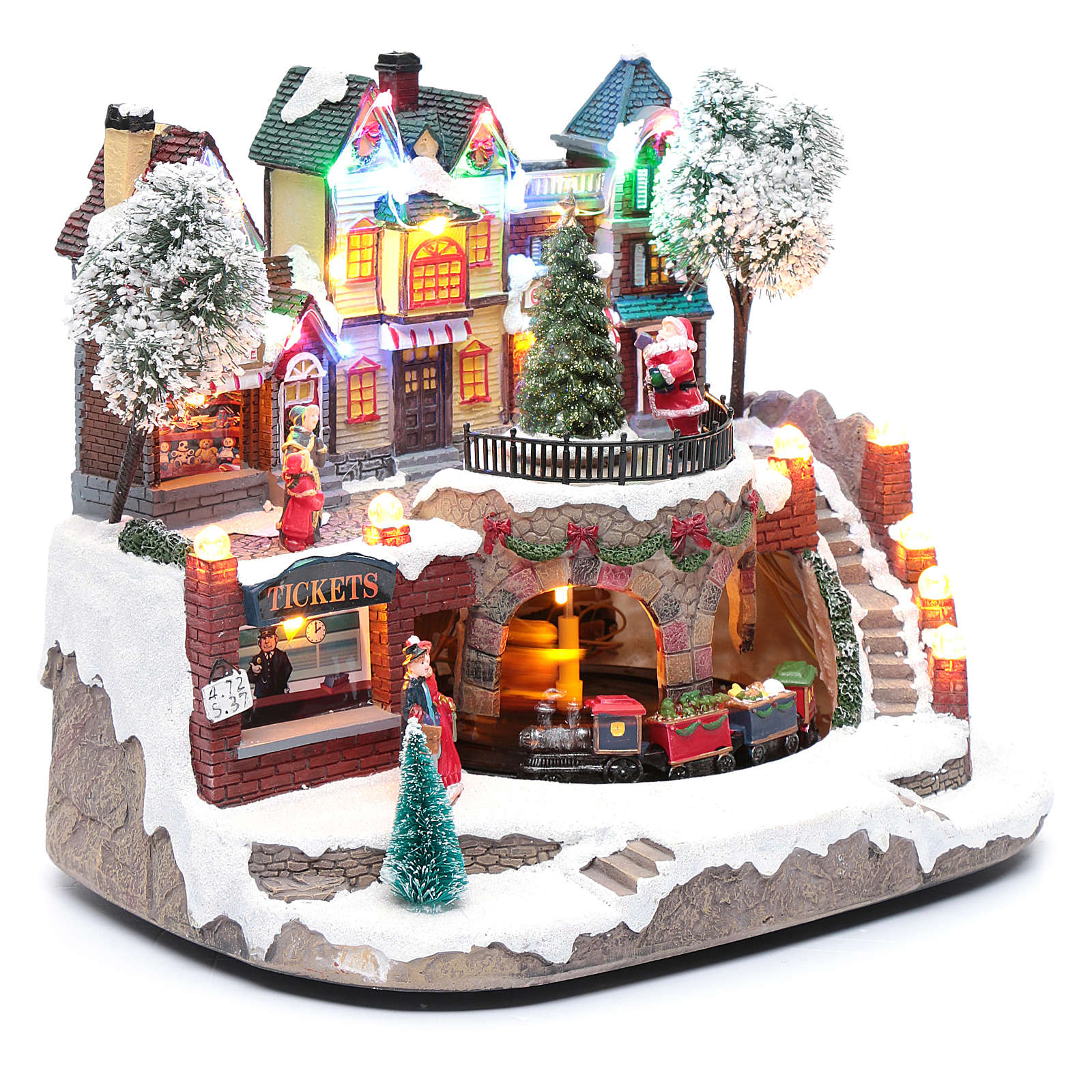 Christmas Village With Moving Train 