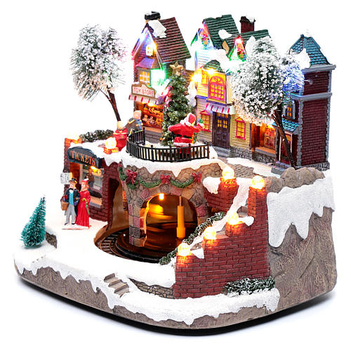 Christmas village with moving train 25x25x20 cm 2