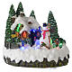 Paisaje navideño iluminado con muñeco de nieve en movimiento 20x20x15 cm s1