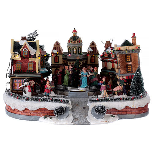 Christmas village with moving dance floor, 25x40x40 cm 1