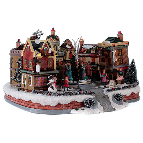 Christmas village with moving dance floor, 25x40x40 cm 4