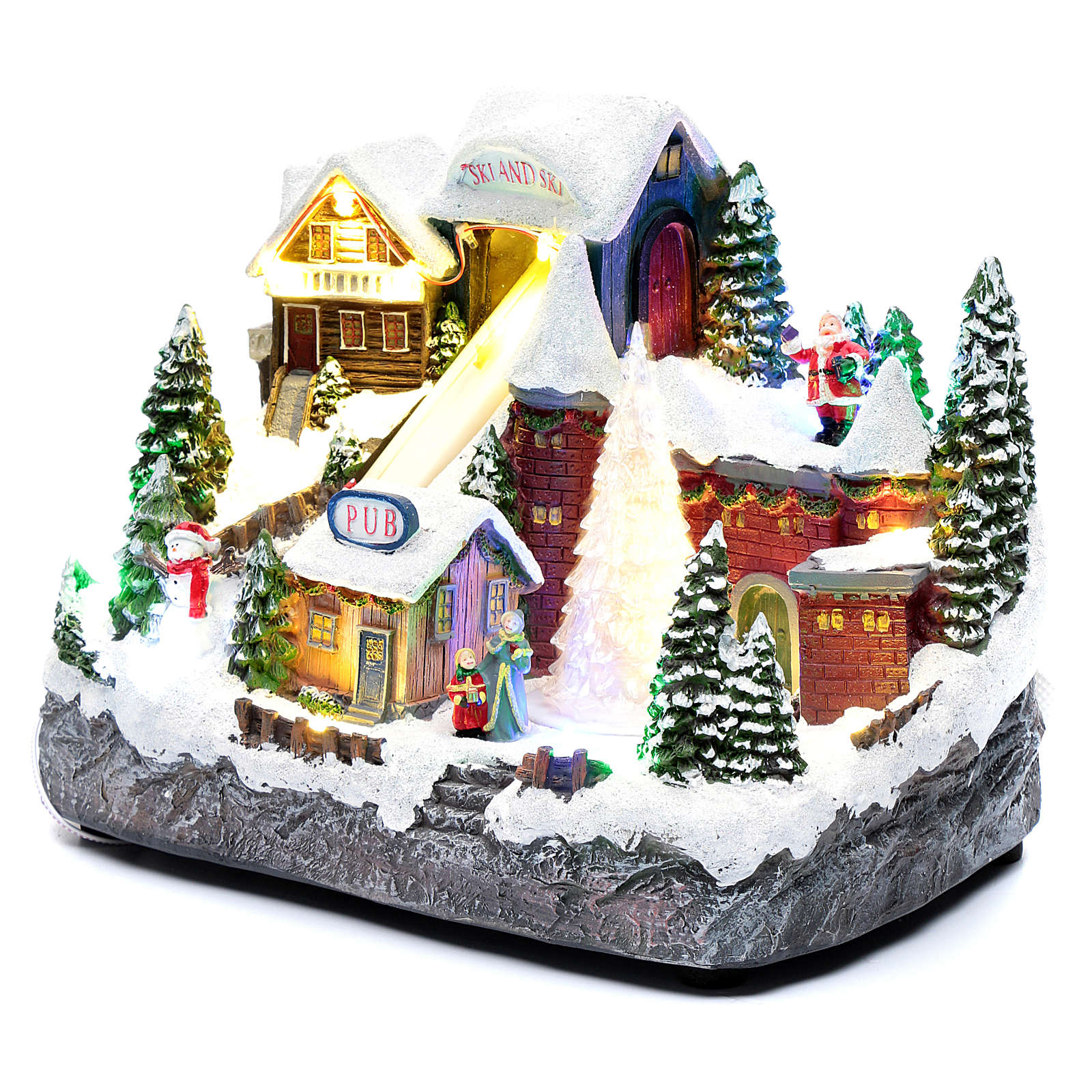 Moving Christmas ski slope with tree 25x30x15 cm | online sales on ...
