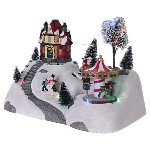 Christmas musical scene with merry-go-round 20x30x15 cm 3
