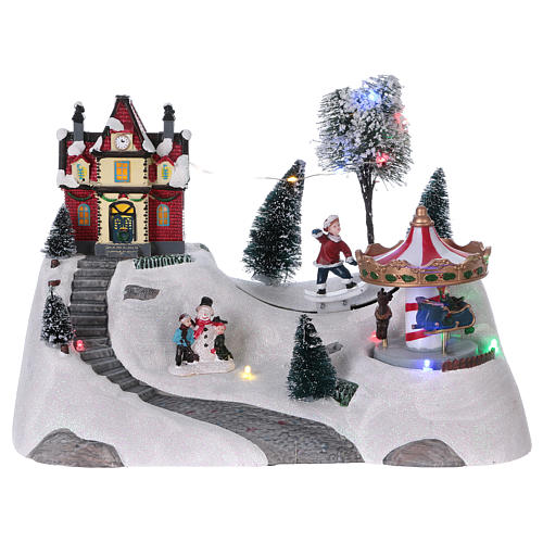Christmas musical scene with merry-go-round 20x30x15 cm 1