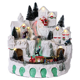Villages de Noël miniatures: Village blanc noël avec musique 25x25x25 cm
