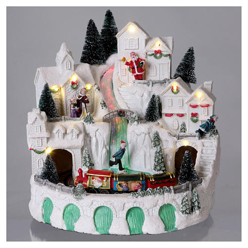 White Christmas village with music 25x25x25 cm 2