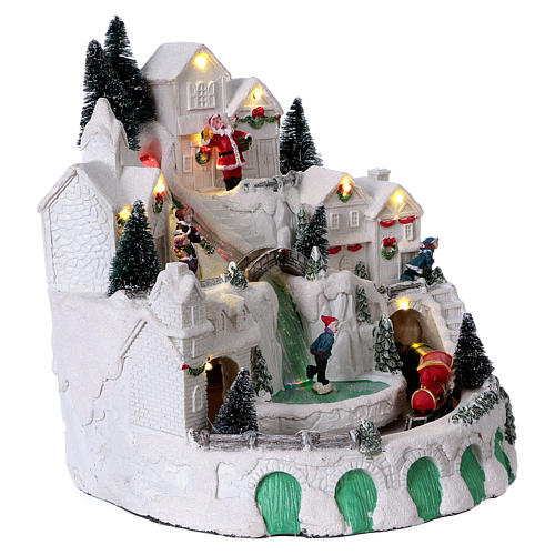 White Christmas village with music 25x25x25 cm 3