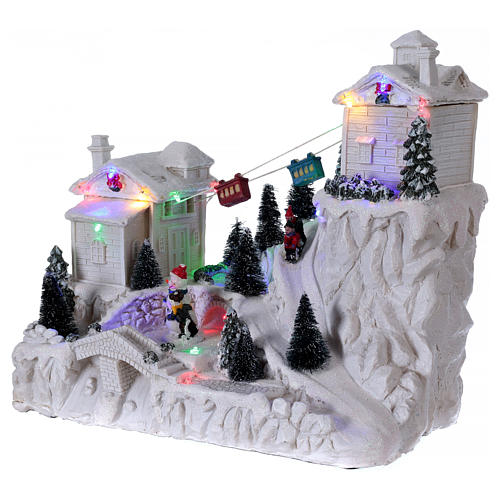 Christmas village with cable car 30x30x15 cm 3