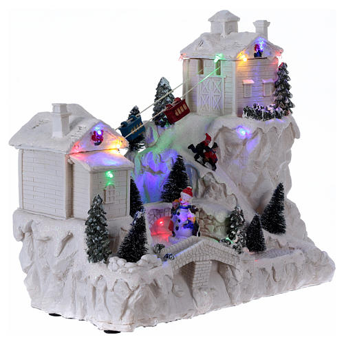 Christmas village with cable car 30x30x15 cm 4