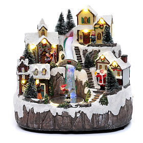 Christmas village with optical fibre stream and music 25x25x17 cm