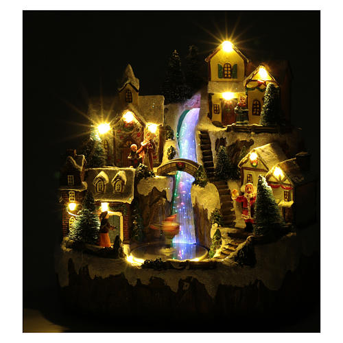Christmas village with optical fibre stream and music 25x25x17 cm 4