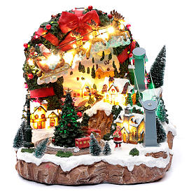 Pueblos navideños en miniatura: Escena de Navidad con luces y tren en movimiento 30x30x25 cm