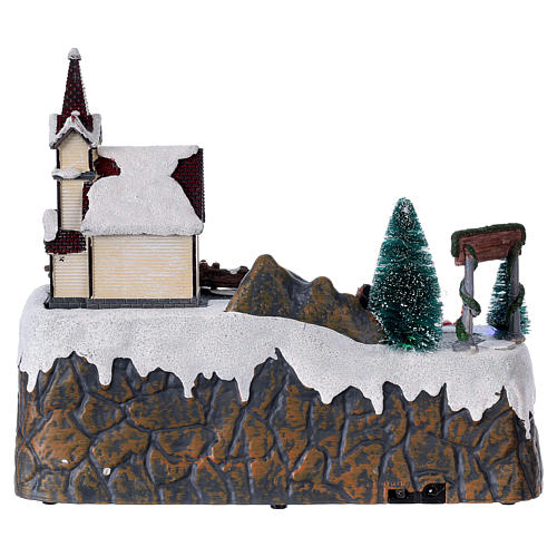 Christmas village with moving Father Christmas and elves 20x25x20 cm 5