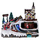 Christmas village with moving Father Christmas and elves 20x25x20 cm s1