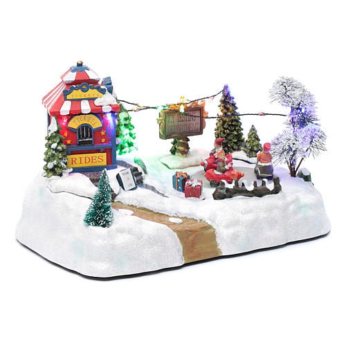 Moving christmas village with playground, led lights and music 20x25x15 cm 3