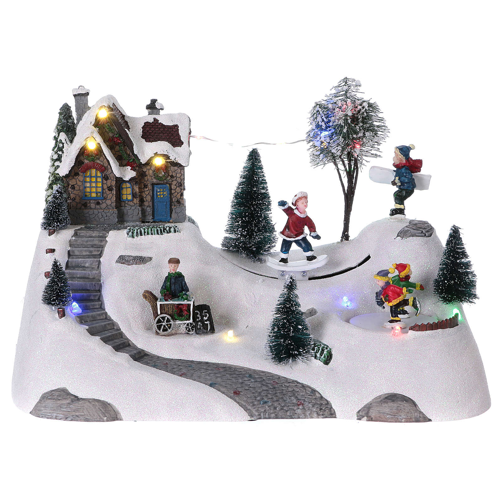 Moving christmas scene with music and ice skating | online sales on