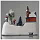 Christmas scene with church, snowman and moving tree 20x30x15 cm s5