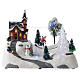 Paisaje de Navidad con música, iglesia, muñeco de nieve y árbol en movmimento 20x30x15 cm s1