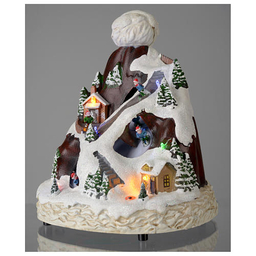 Villaggio natalizio cappello luci musicale movimento sciatori 24X19X19 cm 3