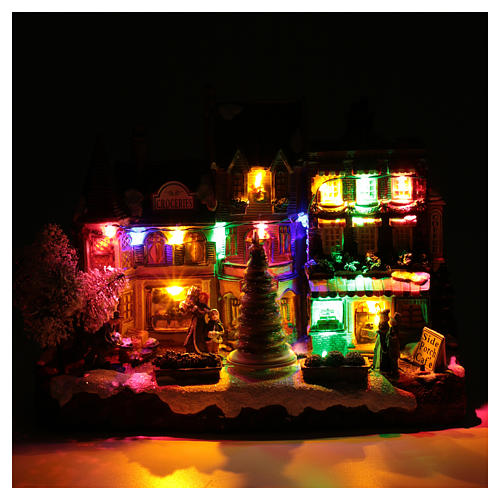 Village de Noël lumineux musical mouvement sapin Noël 22x30x12 cm 4