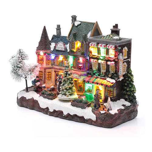 Bożonarodzeniowe miasteczko podświetlone z melodią ruchem choinki 22x30x12 cm 2