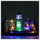 Cenário natalino em miniatura iluminado com música e movimento, torre do relógio s4