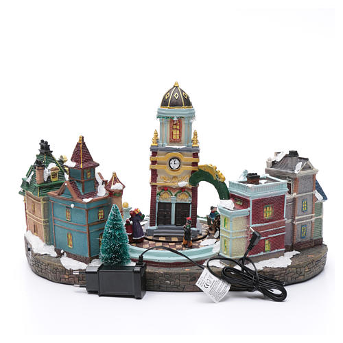 Christmas Village with music lights and moving church, 29X31X22 cm 5