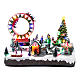 Village Noël lumineux musical mouvement patineurs manèges sapin 29x48x26 cm s1
