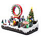 Village Noël lumineux musical mouvement patineurs manèges sapin 29x48x26 cm s2