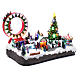 Village Noël lumineux musical mouvement patineurs manèges sapin 29x48x26 cm s3