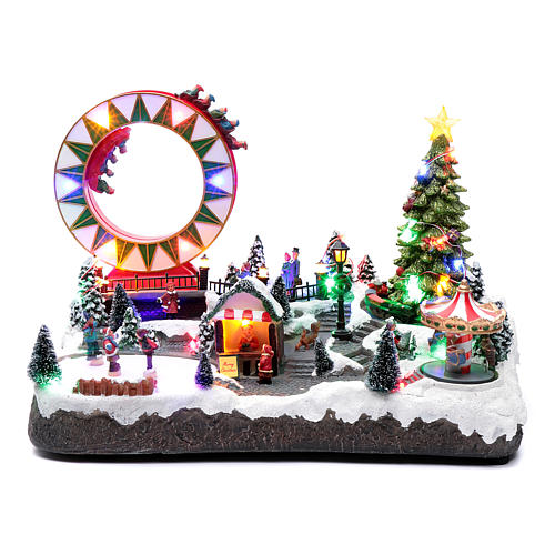 Mini Carillon Natalizio Con Ruota Panoramica Luminosa – Decorazione Da Scrivania, Con Musica, 11x15 Cm, Stile A