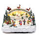 Village Noël blanc lumineux musique mouvement patineurs sapin 24x33x21 cm s1