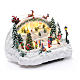 Villaggio natalizio bianco luminoso musica movim pattinatori albero natale 24X33X21 cm s3