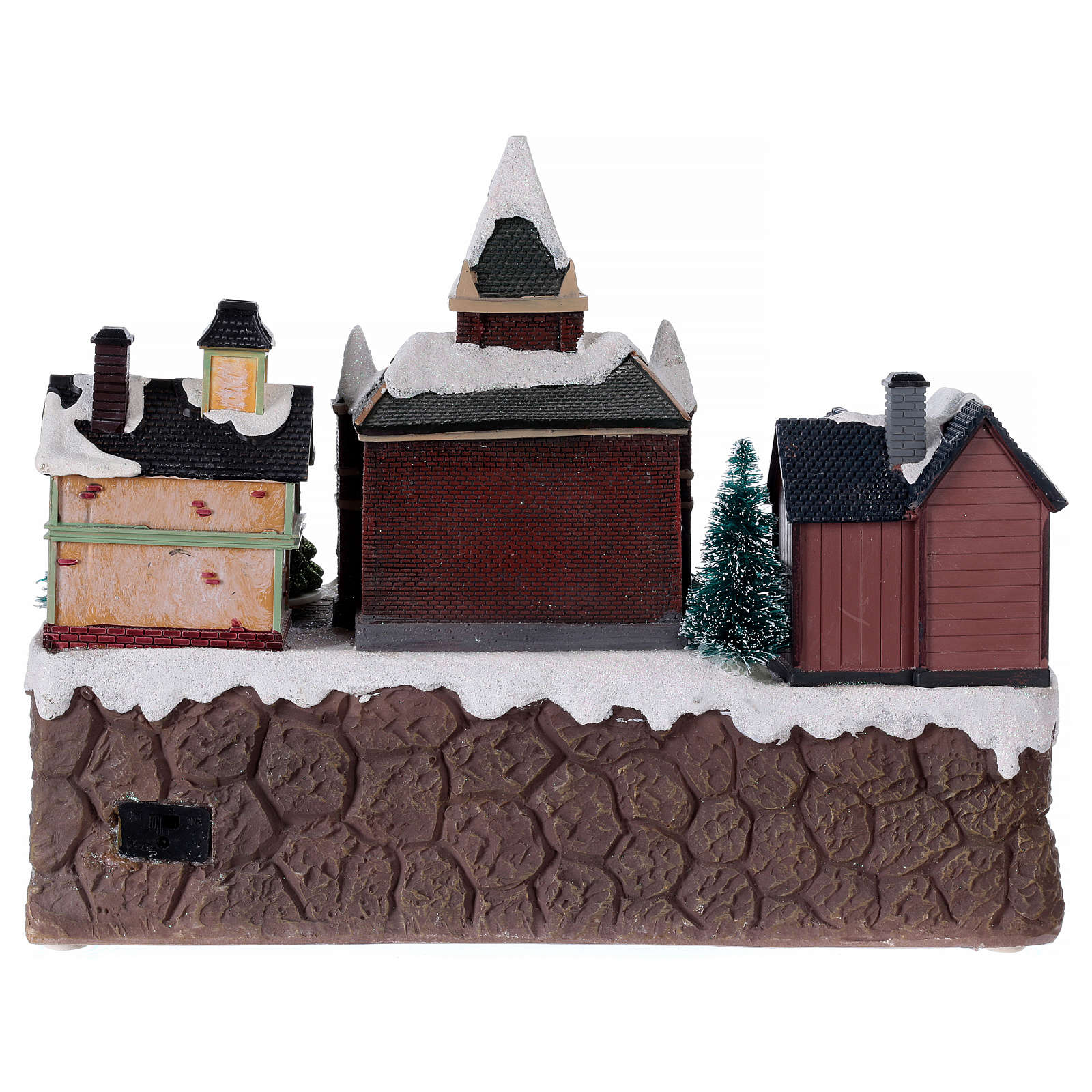 Village Noël lumineux musical mouvement train lac glacé | vente en