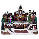 Animated musical Christmas village with train and iced lake 28x34x19 cm s1