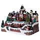 Animated musical Christmas village with train and iced lake 28x34x19 cm s3