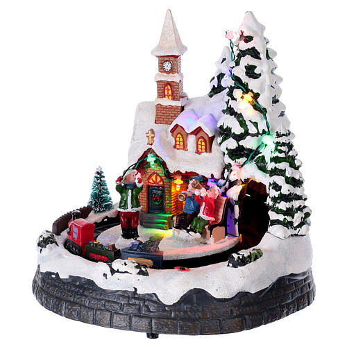 Illuminated Christmas village with music and moving train 20X19X18 cm 3