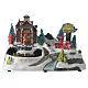 Villaggio Natalizio Caserma dei Pompieri movimento treno 23X27X17 cm s1